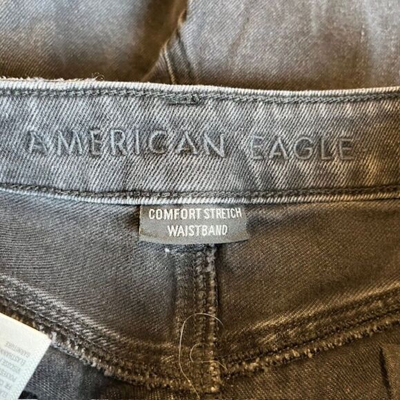 American Eagle Destroyed Black Denim Jeans Distressed Medium Wash Size 00 - Picture 8 of 9